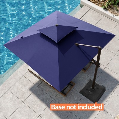 Pellebant 10.5FT Square Double Top Cantilever Umbrella Outdoor 360° Rotation 6 Heights Adjustable Offset Umbrella Patio Umbrella