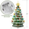 Casafield Hand Painted Ceramic Christmas Tree, 12-Inch Pre-Lit Tree with 100 Multi Color Lights and 2 Star Toppers - 4 of 4
