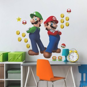 Super Mario Luigi and Mario Giant Peel & Stick Kids' Wall Decals - RoomMates: Multicolor Self-Adhesive Paper Decor - 1 of 4
