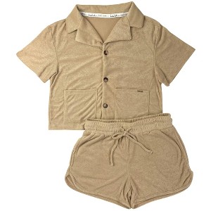 Nicole Miller New York Womens' 2-Piece Terry Button Down Cover Up Sets - 1 of 4