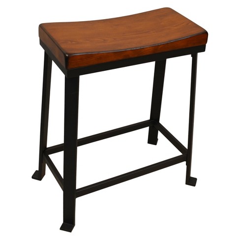 Saddle Barstool Chestnut Wire Brush 24 viola saddle seat counter stool chestnut black carolina chair and table target