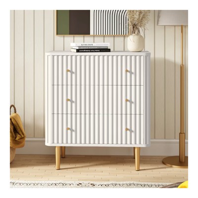 FONTOI Storage Dresser with 3 Drawers, Dresser Organizer with Protective Pads for Living Room, Closet, Hallway, White, 31.5"*36"*15.7"