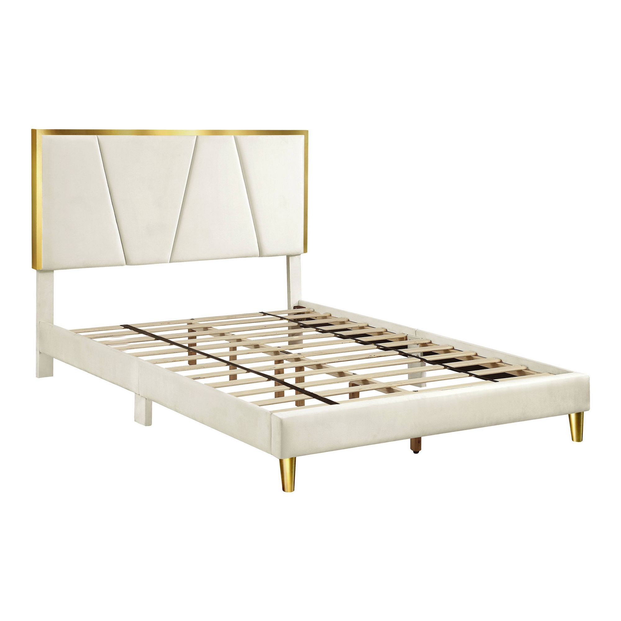 HOMES: Inside + Out Queen Kealoa Glam Fully Upholstered Bed Beige
