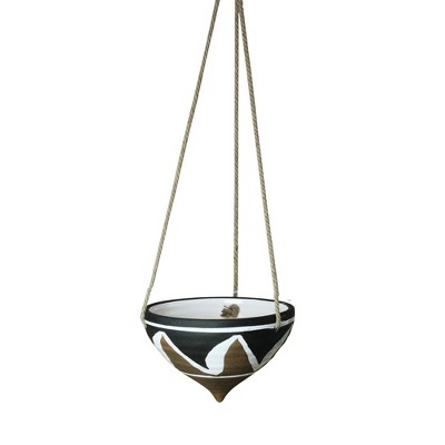 Allstate Floral 6.5” Global Design Hanging Outdoor Planter - White/Black