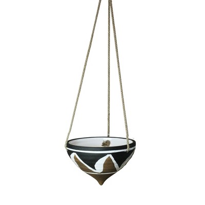 Allstate Floral 6.5” Global Design Hanging Outdoor Planter - White/Black