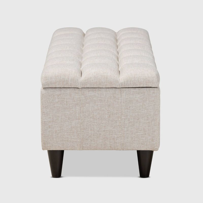 Brette Fabric Upholstered Finished Wood Storage Bench Ottoman Cream - Baxton Studio, 5 of 12