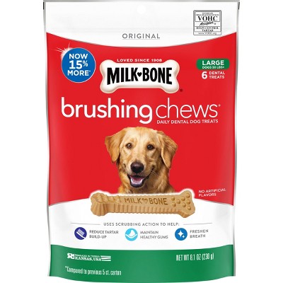 Photo 1 of Milk-Bone Original Brushing Chews Daily Dental Dog Treats, Large, 6 count EXP 7/22