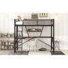 MAYEERTY Bed Full Size Loft Metal MDF with Desk and Shelf Black - 3 of 4