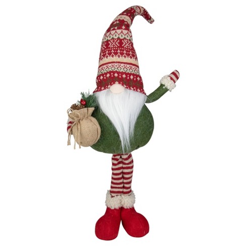 Northlight 27&quot; Red And Green Standing Gnome Tabletop Christmas Decoration With Gift Bag : Target