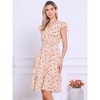 Allegra K Women's Floral Flutter Sleeves V Neck Smocked Ruffle Sundresses - 2 of 4