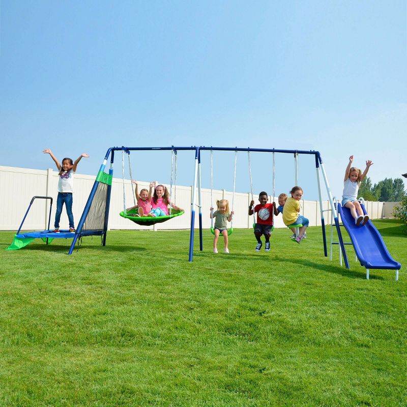 Sportspower Mountain View Metal Swing Slide and Trampoline Set, 6 of 13