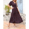 Coolmee Women's Summer Maxi Dress Casual Flutter Short Sleeve Boho Floral V Neck Smocked Tiered Long Sundresses - 2 of 4