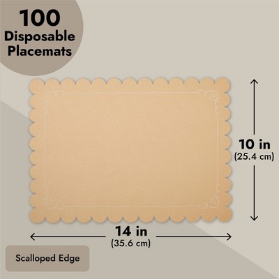 Juvale 100 Pack Disposable Scalloped Paper Placemats - Thumbnail 3