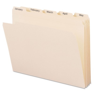 Smead Indexed File Folders 1/5 Cut Indexed Jan-Dec Top Tab Letter Manila 12/Set 11765