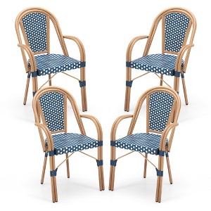 Tangkula Outdoor French Bistro Chairs 4 PCS w/ Armrests Galvanized Metal Frame - 1 of 4