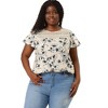 Agnes Orinda Women's Plus Size Floral Printed Lace Panel Keyhole Back Flare Sleeve Blouses - 3 of 4