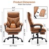 Ergonomic Office Chair, High-Back Genuine Leather Executive Chair, Height Adjustable, Folding Armrests, Swivel Computer Chair for Home Office - 2 of 4