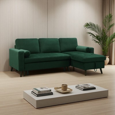 88" Reversible Pull-Out Sleeper Sectional Sofa Bed with Storage Chaise