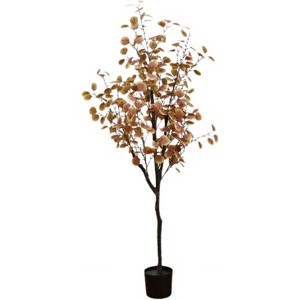 5FT Artificial Eucalyptus Tree, Tall Faux Eucalyptus Stems Fake Plants with Plastic Pot Realistic Autumn Leaves for Home Living Room Indoor Outdoor - 1 of 4