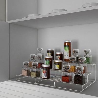 3 Tier Spice Step Shelf- Kitchen Cabinet, Countertop and Pantry Spices and  Seasoning Organizer by Lavish Home (Great for Household Organization)