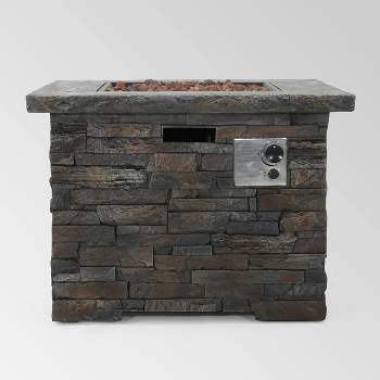 Blaeberry Outdoor Square Fire Pit Natural Stone - Christopher Knight Home