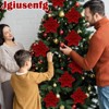 12PCS Glitter Magnolia Flowers for Christmas, 12 Inch Velvet Artificial Flowers with Pearls for Xmas Tree Decorations, Wreaths, Centerpieces, Garden - 3 of 4
