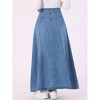 Allegra K Women's Casual High Waisted A-Line Flared Maxi Denim Skirt - 3 of 4
