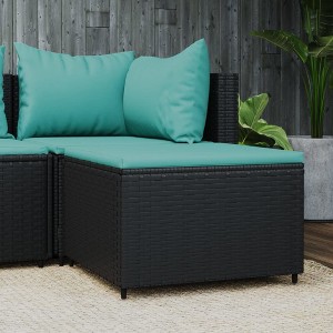 vidaXL Patio Footrest with Cushion Black Poly Rattan - 1 of 4