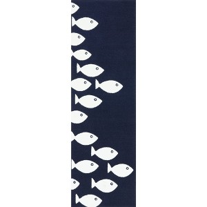 Nuloom Vivienne Graphic 2x6 Indoor/Outdoor Runner Rug for Living Room Patio Deck Front Porch Entryway Hallway Kitchen, Navy/Ivory - 1 of 4