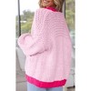 Women's Chunky Sweater Cardigan with Pockets Open Front Long Sleeve Color Block Sweaters Loose Fit Cardigan Valentine's Day Outfits,Rose - S - 4 of 4