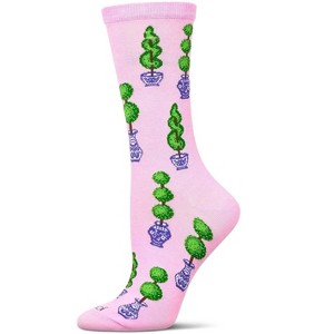Memoi Women's Ginger Jars Rayon From Bamboo Crew Socks Confetti Pink 9-11 - 1 of 4
