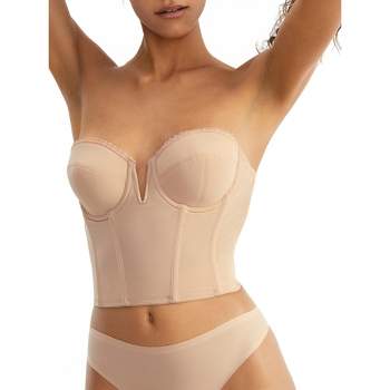 Buy Dominique Longline Smooth Strapless Bra, 32DD, White at