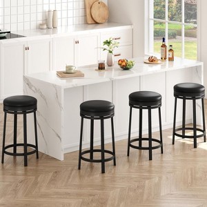 Jojoka Swivel Bar Stools,24" Counter Height Bar Stools with Footrest,Pu Leather Backless for Dining Room - 1 of 4