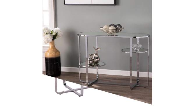 Malissa Mirrored Console Table with Storage Silver - Aiden Lane, 2 of 8, play video