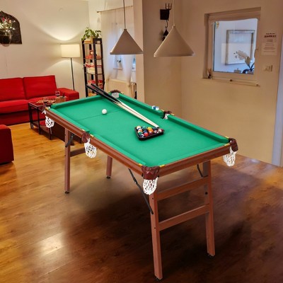 COZONY 55" Portable Folding Billiards Table, 4.5 ft Pool Table for Kids & Adults with Cues, Balls, Triangle, Chalk, Green