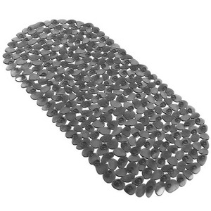 Home Mart Goods Black Stone Pebbles Vinyl Non-Slip Bathtub Shower Mat With Suction Cups - 26" x14" - 1 of 4