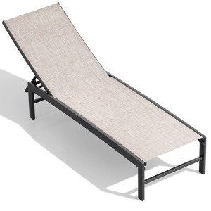 Crestlive Products Chaise Lounge Chair Outdoor Set of 2 Adjustable 5 Positions Pool Tanning Recliner Outdoor Lounge Furniture - 1 of 4