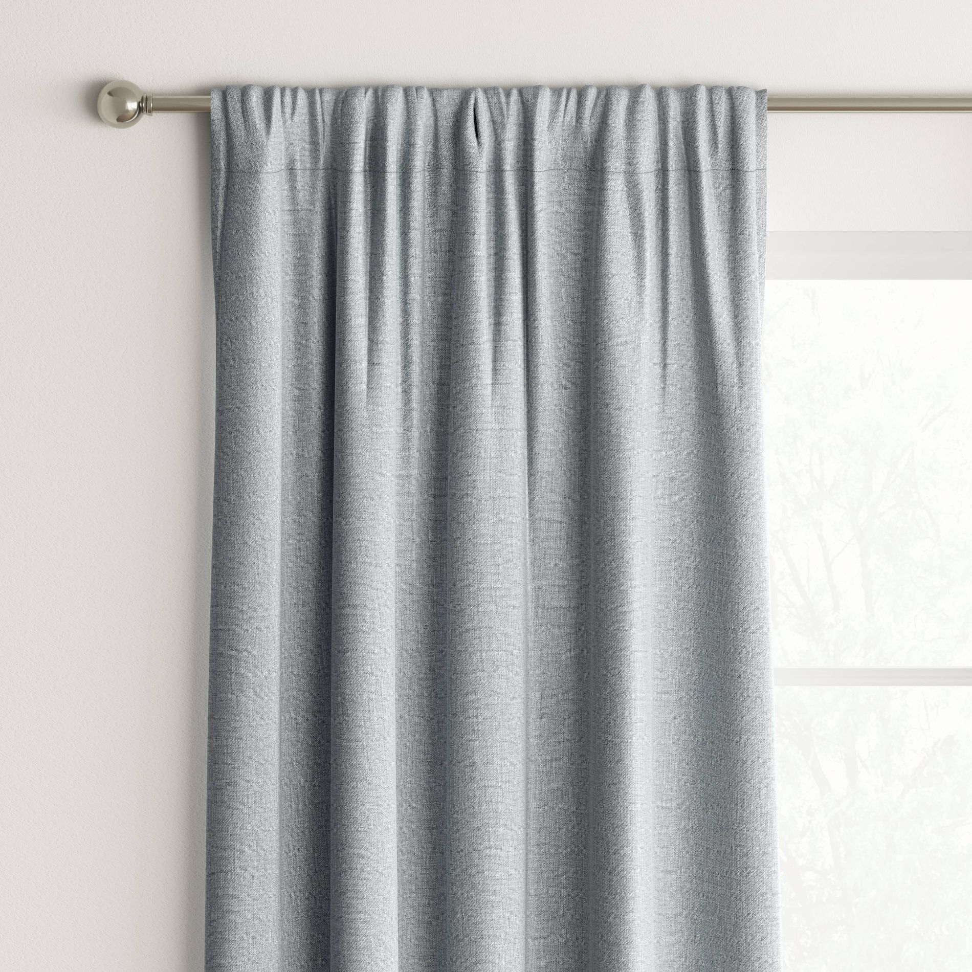 42"x84" Room Darkening Heathered Window Curtain Panel Gray - Room Essentials™: Noise Reduction, UV Protection, Thermal Insulated