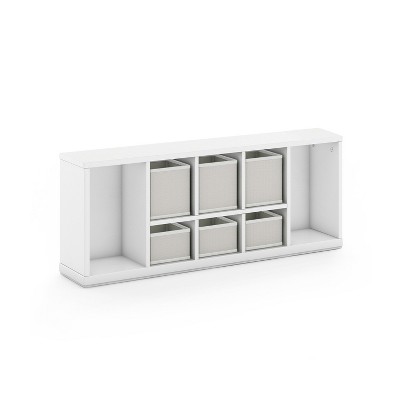Creamy White Kids' Cubby Organizer with Woven Bins