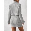 Long Lantern Sleeve Ribbed Knit Sweater Dress, Turtle Neck Bodycon Mini Pullover Dress for Women, Fall and Winter Fashion Light Gray - 3 of 4