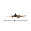 60" Possini Euro Design Defender Modern Industrial Indoor Outdoor Ceiling Fan Remote Control Matte Black Koa Damp Rated for Patio - 4 of 4
