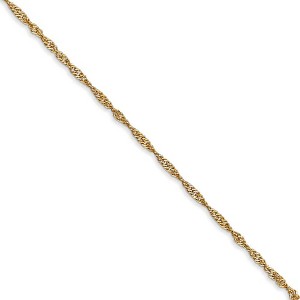 Black Bow Jewelry 1.3mm 14k Yellow Gold Diamond Cut Singapore Chain Necklace - 1 of 4