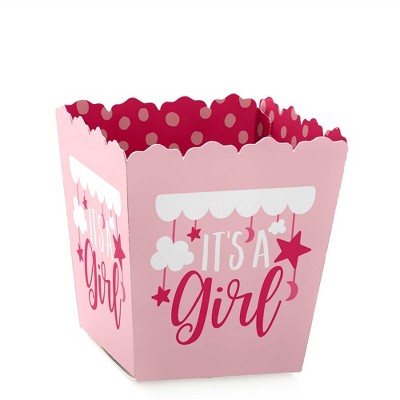 Big Dot of Happiness It's a Girl - Party Mini Favor Boxes - Pink Baby Shower Treat Candy Boxes - Set of 12