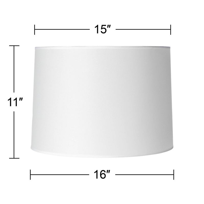 Springcrest Hardback White Medium Drum Paper Lamp Shade 15" Top x 16" Bottom x 11" Slant x 11" High (Spider) Replacement with Harp and Finial, 5 of 10