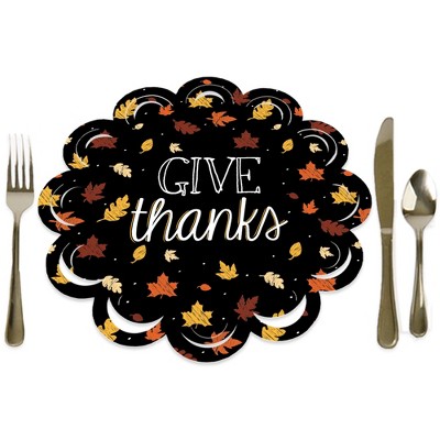 Big Dot of Happiness Give Thanks - Thanksgiving Party Round Table Decorations - Paper Chargers - Place Setting For 12