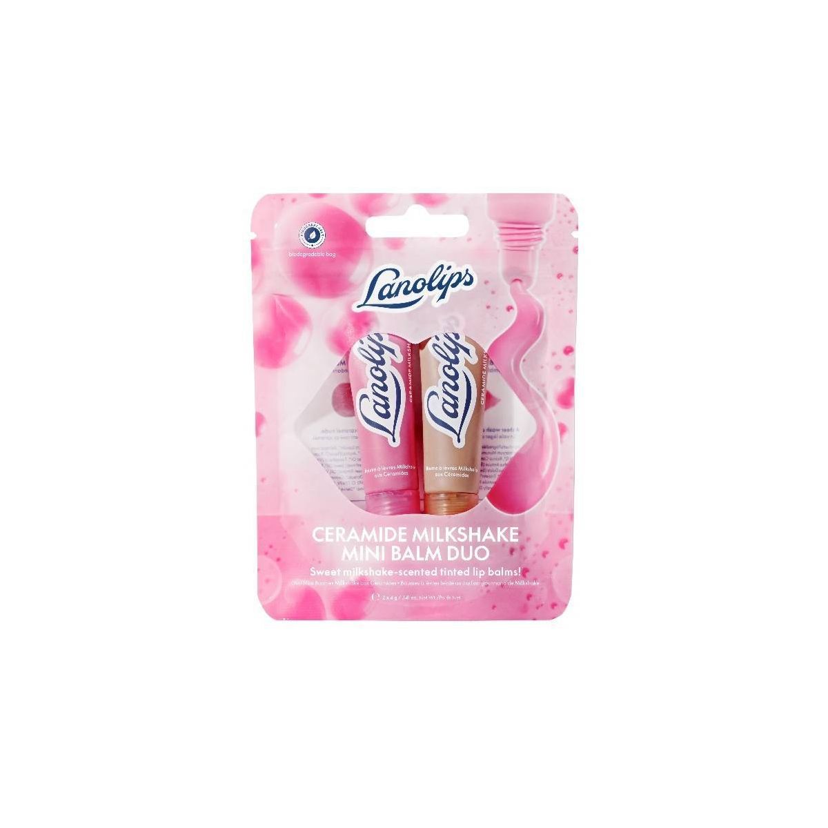 Lanolips Ceramide Milkshake Mini Balm Duo - Raspberry + Caramel