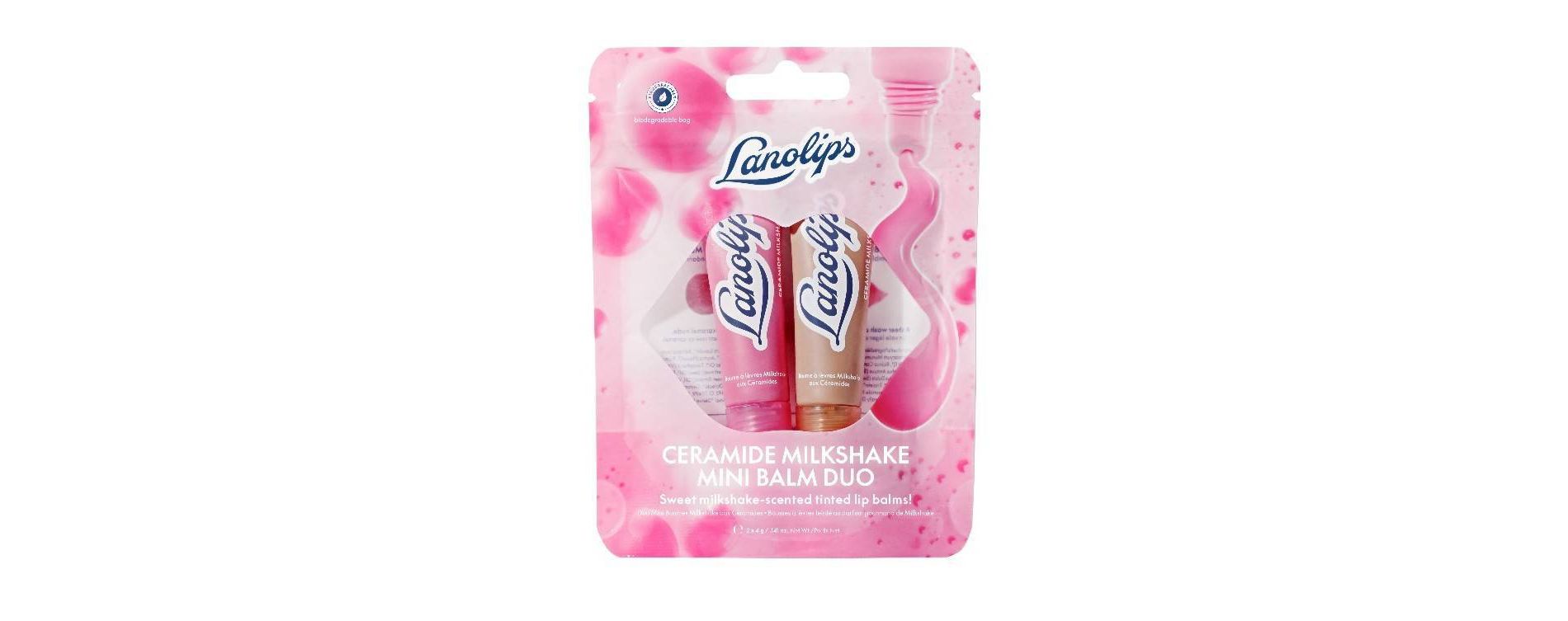 Lanolips Ceramide Milkshake Mini Balm Duo - Raspberry + Caramel - 2ct