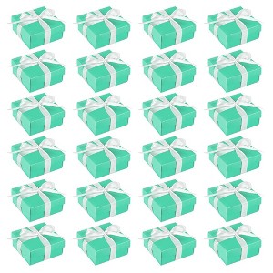 Blue Panda 24 Pack Small Teal Gift Boxes with Lids and Silk Ribbon for Presents and Party Favors (3.7 x 3.7 x 1.6 in) - 1 of 4