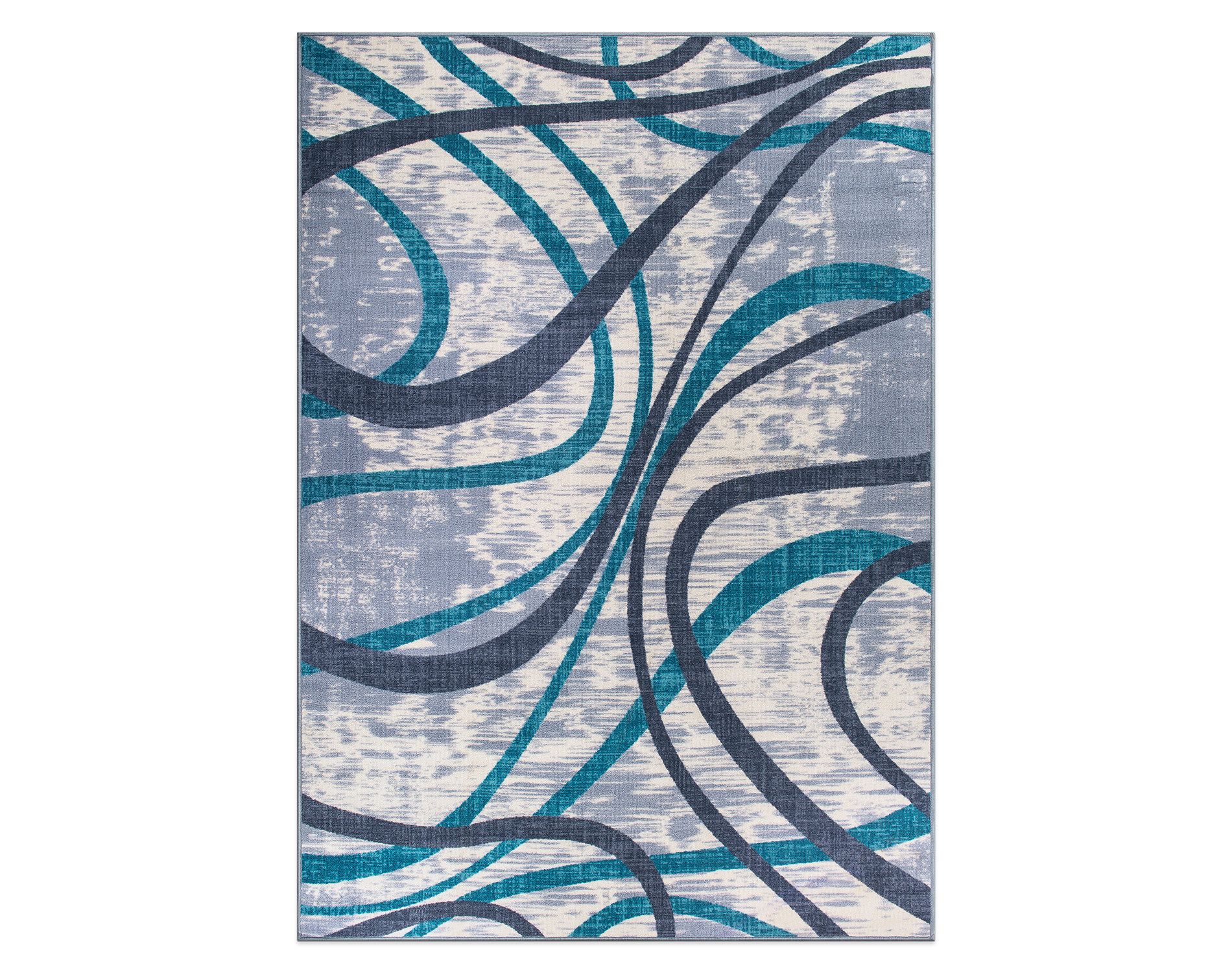 World Rug Gallery Contemporary Distressed Abstract Lines Non Slip Area Rug - BLUE 5'X7':  Low Pile,  Stain & Fade Resistant,  Nylon