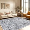 Machine Washable Vintage Floral Printed Area Rug Low Pile Stain Resistant Non Slip Non Shedding Pet Friendly Floor Mat - 3 of 4